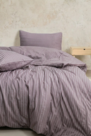 83 Tel (210 TC) Pamuk Saten Çizgili Nevresim Takımı - Çift Kişilik - Mürdüm