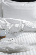 83 Tel (210 TC) Pamuk Saten Çizgili Nevresim Takımı - Tek Kişilik - Beyaz