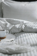 83 Tel (210 TC) Pamuk Saten Çizgili Nevresim Takımı - Tek Kişilik - Gri