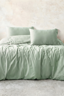 83 Tel (210 TC) Pamuk Saten Çizgili Nevresim Takımı - Çift Kişilik - Yeşil