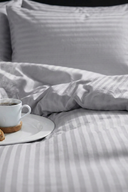 83 Tel (210 TC) Pamuk Saten Çizgili Nevresim Takımı - Tek Kişilik - Lila