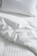 83 Tel (210 TC) Pamuk Saten Çizgili Nevresim Takımı - Tek Kişilik - Beyaz