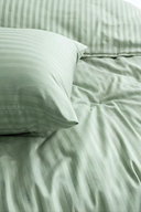 83 Tel (210 TC) Pamuk Saten Çizgili Nevresim Takımı - Tek Kişilik - Yeşil