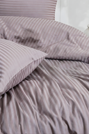 83 Tel (210 TC) Pamuk Saten Çizgili Nevresim Takımı - Tek Kişilik - Mürdüm