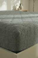 Kapitoneli Telalı Fitted Yatak Koruyucu Gri