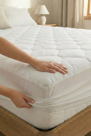 Kapitone Telalı Fitted Yatak Koruyucu Beyaz