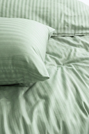83 Tel (210 TC) Pamuk Saten Çizgili Nevresim Takımı - Çift Kişilik - Yeşil