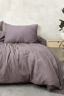 83 Tel (210 TC) Pamuk Saten Çizgili Nevresim Takımı - Çift Kişilik - Mürdüm