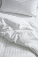 83 Tel (210 TC) Pamuk Saten Çizgili Nevresim Takımı - Çift Kişilik - Beyaz