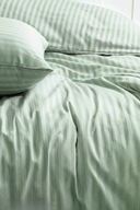 83 Tel (210 TC) Pamuk Saten Çizgili Nevresim Takımı - Çift Kişilik - Yeşil