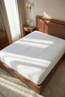 Bambu 3D Tasarım Fitted Jakarlı Örme Sıvı Geçirmez Yatak Alezi Beyaz